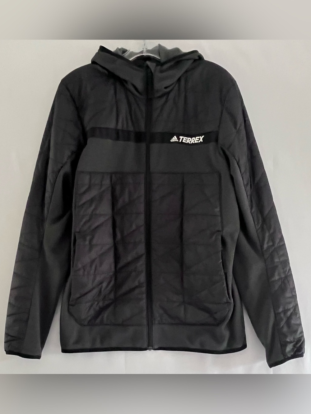 Adidas Terrex  Black Quilted Hybrid Fleece Hiking Jacket Large
